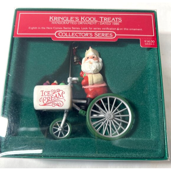 Hallmark 1986 Santa On Ice Cream Tricycle Ornament Collectors Series - Picture 2 of 5